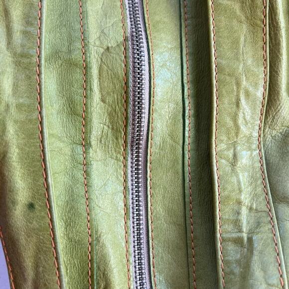 Sofia C. Handbag Green Red Genuine Leather Woven Pattern With Cut Out Charms - Picture 9 of 15